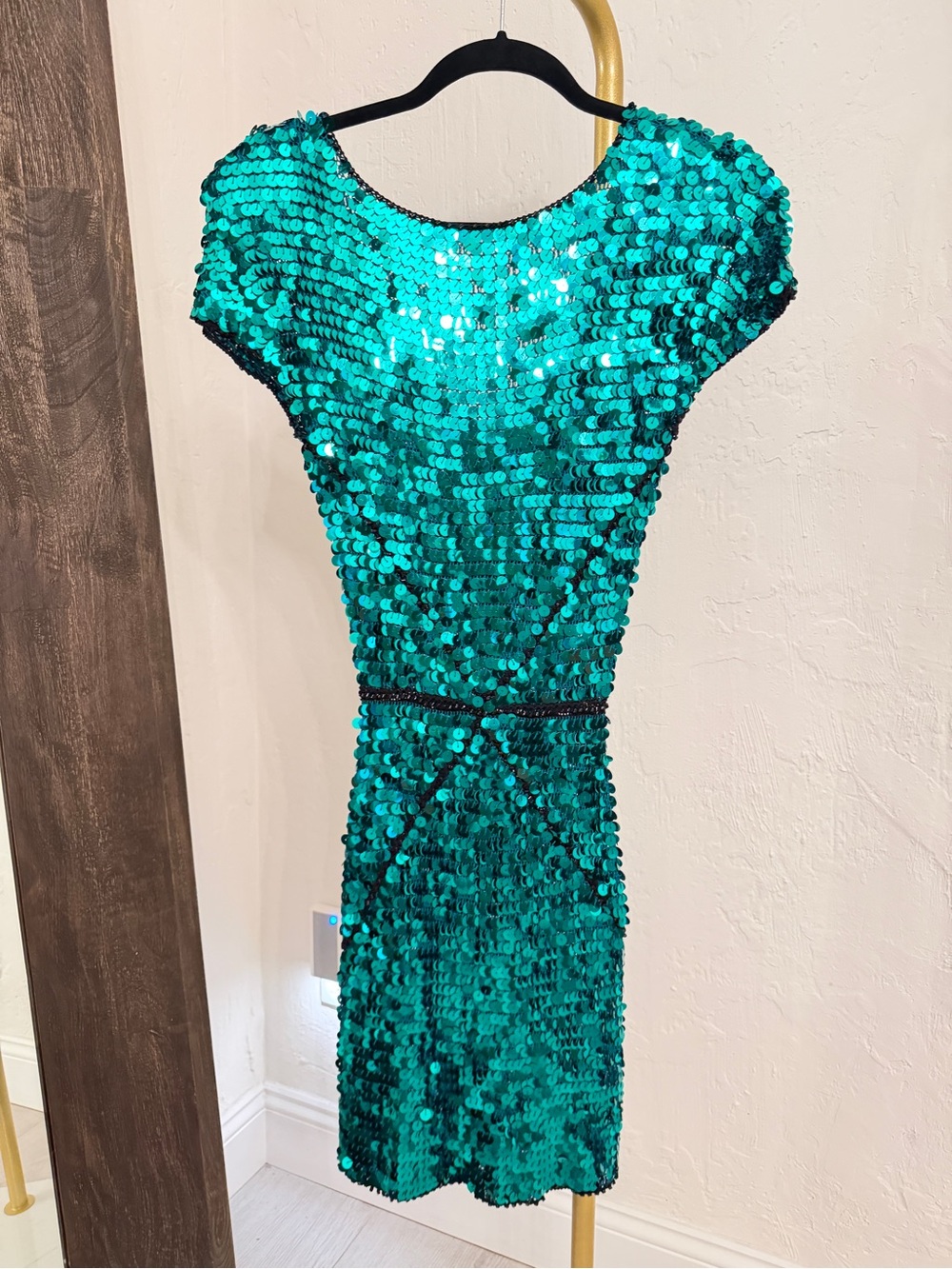 French Connection Teal Sequin Mini Dress Size 2 Party Night Out LN